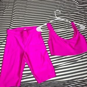 Two piece neon pink